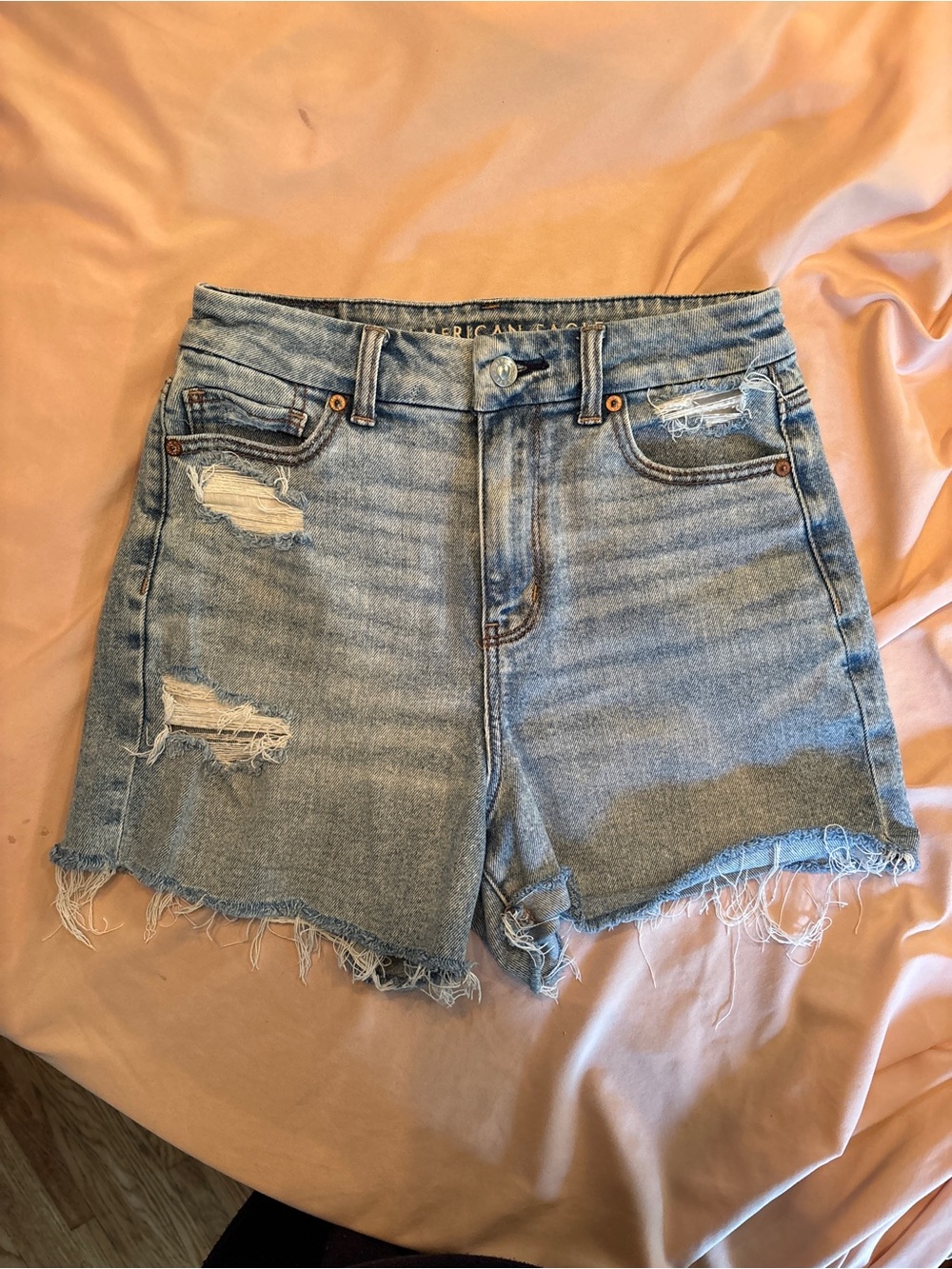 American Eagle Outfitters Light Blue Distressed Jean Shorts